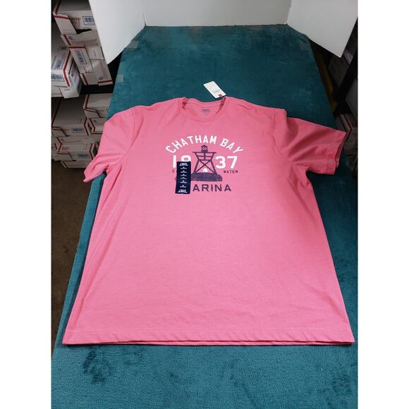 IZOD Graphic T-Shirt Size Extra Large Mens Pink Chatham Bay Marina Saltwater NWT - Picture 1 of 9